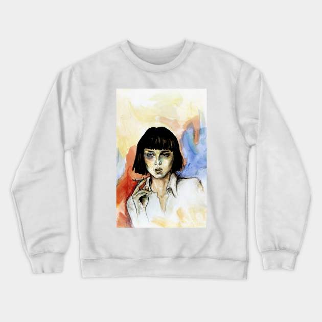 Woman smoking Crewneck Sweatshirt by FanitsaArt